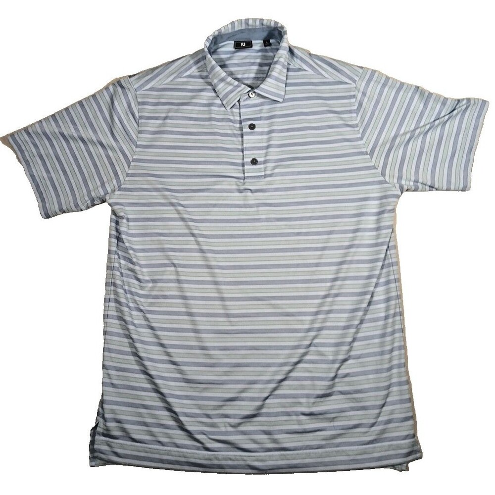 FJ short sleeve polyester/spandex men's striped athletic fit golf shirt Large